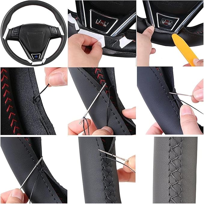 Custom Microfiber Leather Steering Wheel Cover fit for 1998-2005 206, 206 SW, 206 CC - Slip-On Design(C-Yellow thread)