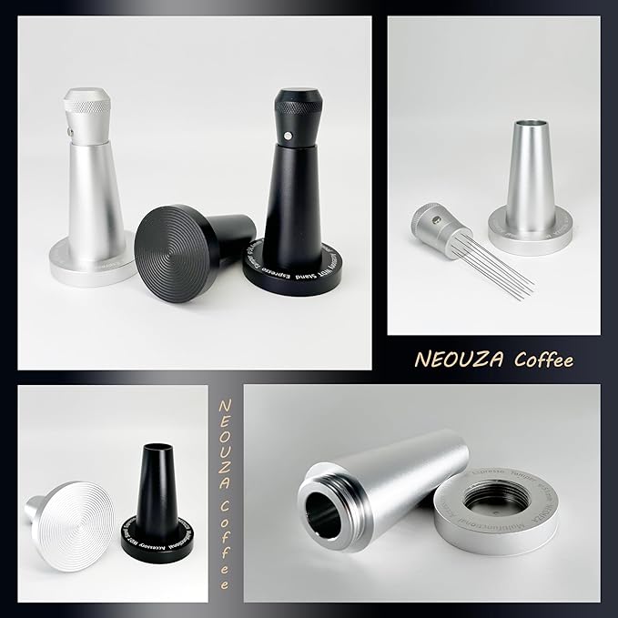 NEOUZA Coffee WDT Holder Tamper 2 in 1 Multifunctional Espresso Accessories Stand, Ripple Base, WDT Not Included (53mm Holder Black)