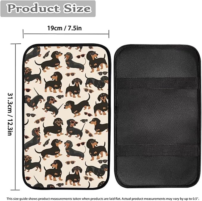 Dachshund Center Console Cover Soft Armrest Console Cover Soft Auto Armrest Console Cover Protect from Pet Claws Universal Fit for Auto Truck Van SUV