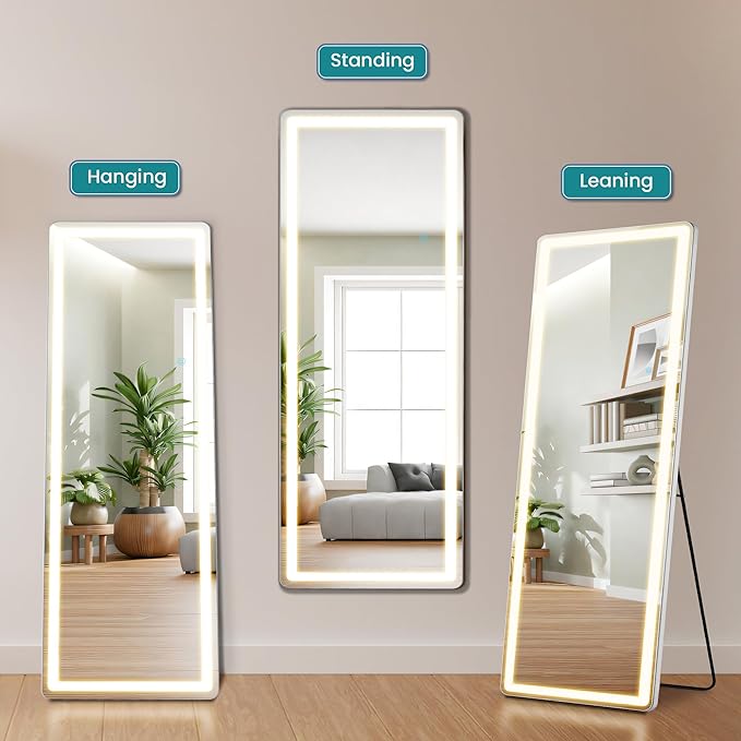 NEWBULIG Full Length Mirror, Upgraded Body Wall Mirrors with Shatter-Proof Glass, Floor Standing Mirror, Home Wall Decor