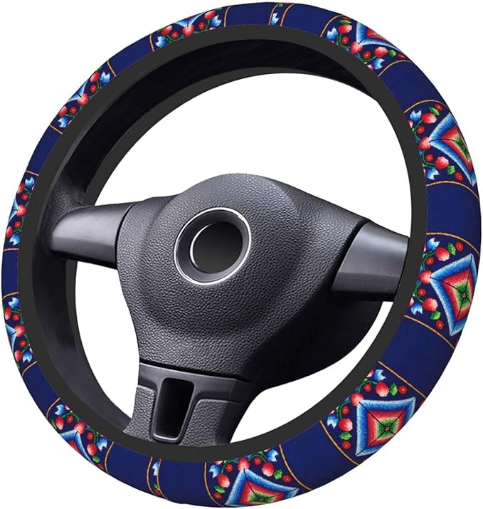 Norwegian Traditional Pattern Neoprene Steering Wheel Covers Women Men Car Accessories, Universal 15 Inch Fit Auto, Suvs, Truck