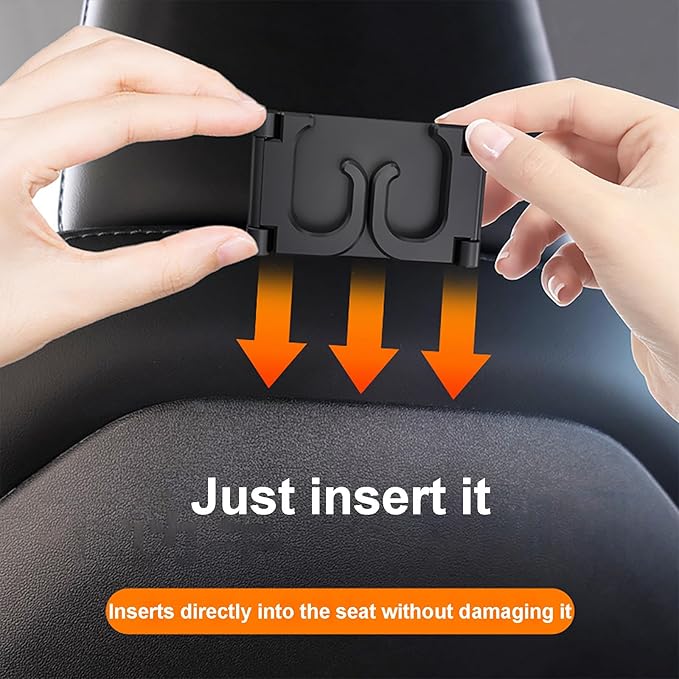 OATSBASF Seat Back Hooks for Tesla Model 3 Model Y 2017-2024, Headrest Foldable Hooks Car Bag Hook Stylish Back Seat Hanger Designed for Tesla Model 3 Y Accessories (1 Pack)