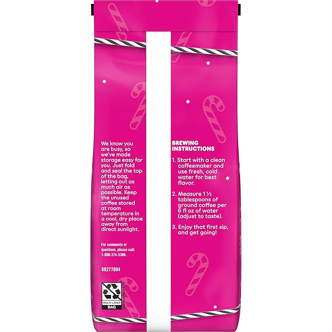 Dunkin’ White Chocolate Peppermint Artificially Flavored Ground Coffee, 11 oz. Bag, 6 Count