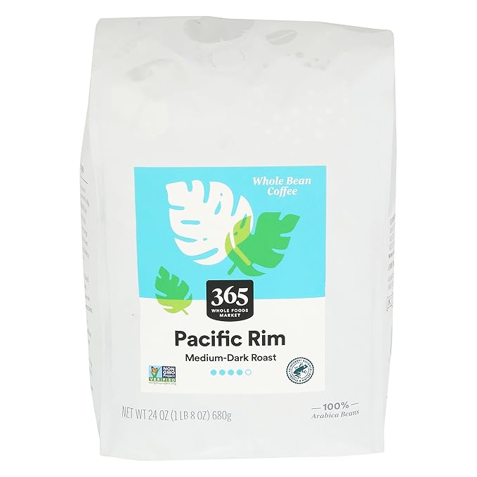 365 by Whole Foods Market, Pacific Rim Whole Bean Coffee, Medium-Dark Roast, 24 Ounce