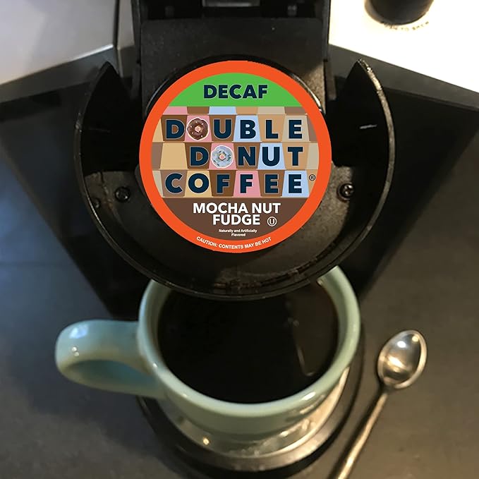 Double Donut Mocha Nut Fudge Medium Roast Flavored Decaf Coffee Pods for Keurig K-Cup Makers from Double Donut, 96 Capsules