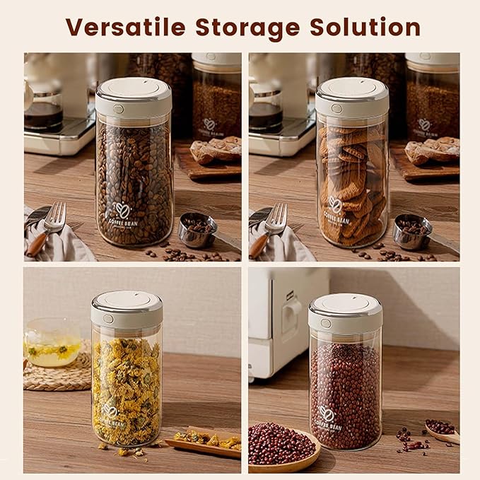 Daily Treasures Kitchen Coffee Canister with One-way Valve Airtight Lid,Sealed Container with Freshness Tracker,Clear Borosilicate Glass Coffee and Sugar Jars for Coffee Bean,60oz/1800ml
