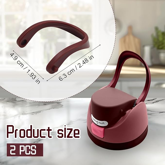 2pcs Handles for Owala FreeSip 24oz 32oz, Water Bottle Cap Carry Loop Handle, Replacement Parts for Owala Cup 16/25/40oz Easy Bottle Top Lid Cap Replacement Accessories, BPA-Free (Black Cherry)