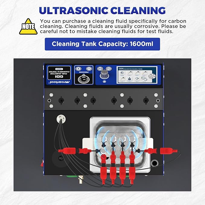 V311 GDI Fuel Injector Cleaner Machine Gasoline Fuel System Injection Cleaning Tester 6-Cylinder Test for EFI/FSI Injectors, Heated Ultrasonic Cleaner Kit with 7 Core Functions for Motorcycle Vehicle