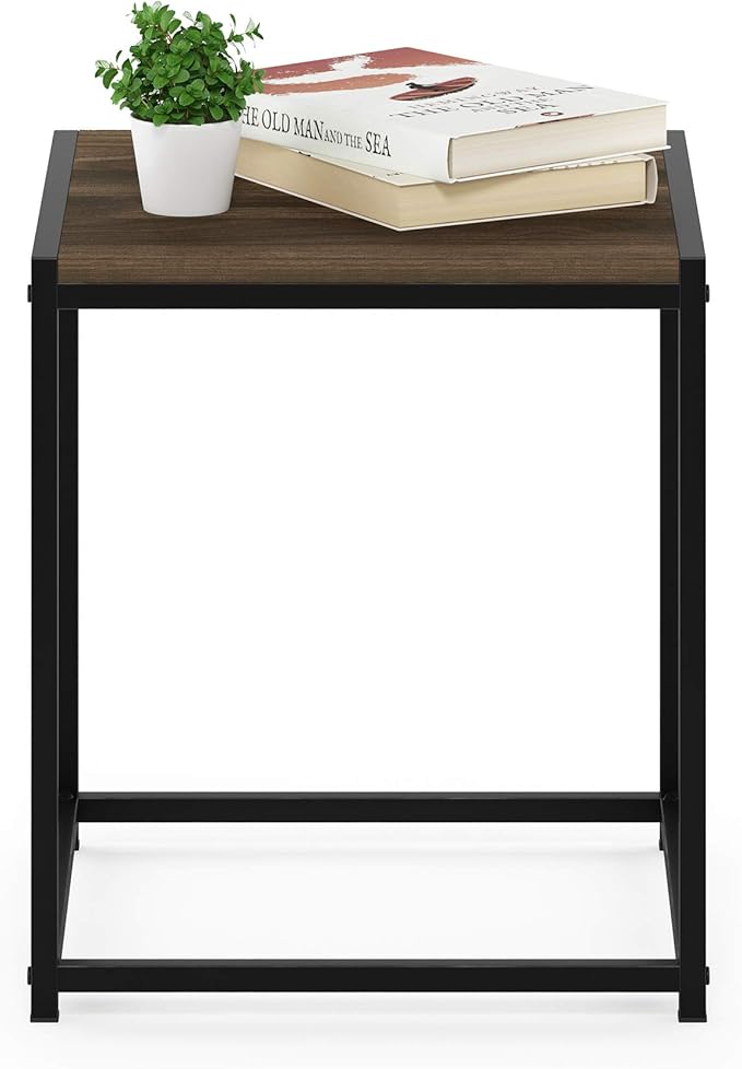 FURINNO Camnus Modern Living End Table, Columbia Walnut, 15.75 in x 15.75 in x 17.83 in