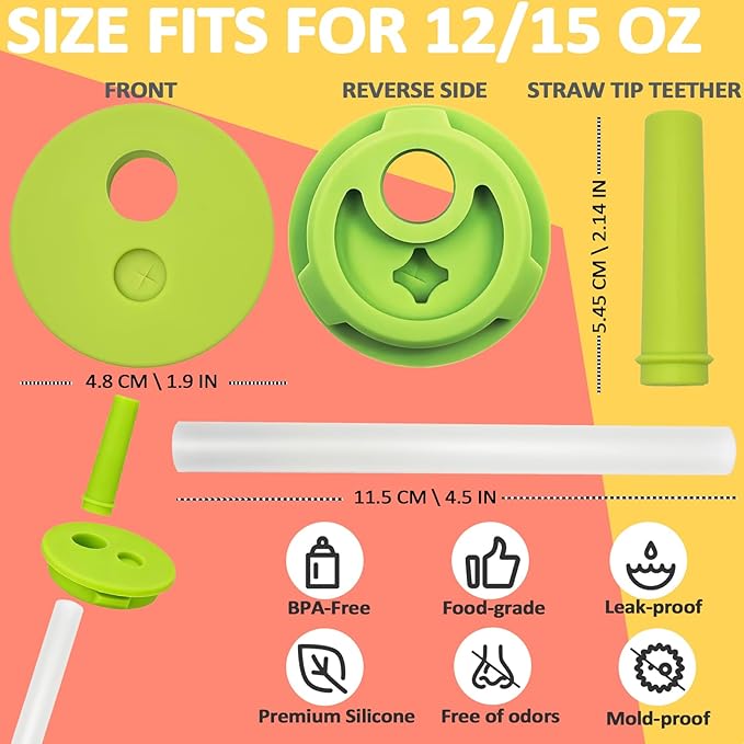 6 Packs Silicone Replacement Straw for Owala Kids Water Bottle & Tumbler, Reusable Food Grade Straw, BPA-Free Water Bottle Replacement Parts (Green)