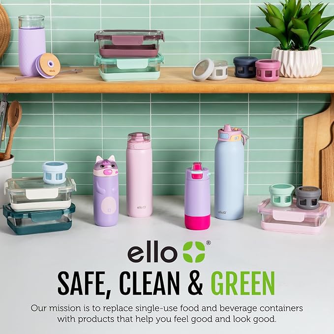 Ello Ellies 12oz Vacuum Insulated Stainless Steel Kids Water Bottle with Straw and Built-in Carrying Handle and Leak-Proof Locking Lid for School Backpack, Lunchbox and Outdoor Sports, Pig