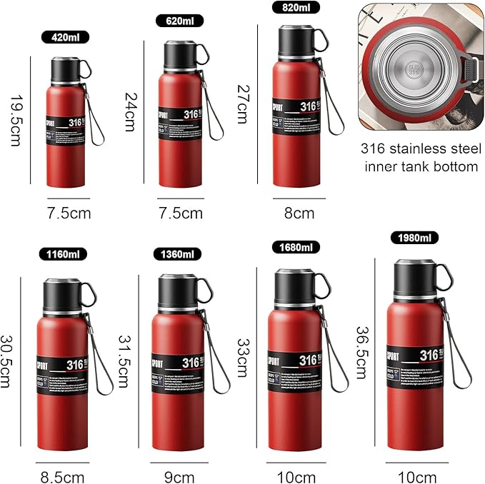 Double wall vacuum Leakproof stainless steel wide mouth insulated water bottle;tea tumbler with tea strainer infuser basket,cup and lid; travel coffee thermoses hot drinks;portable cold thermal flask