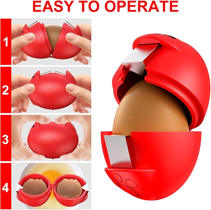 Egg Cracker, Silicone Egg Shell Opener, Cute Egg Shaped Design, Opens Eggs with Ease, A Little Happiness Boost for Your Kitchen (3, Mixed Colors)