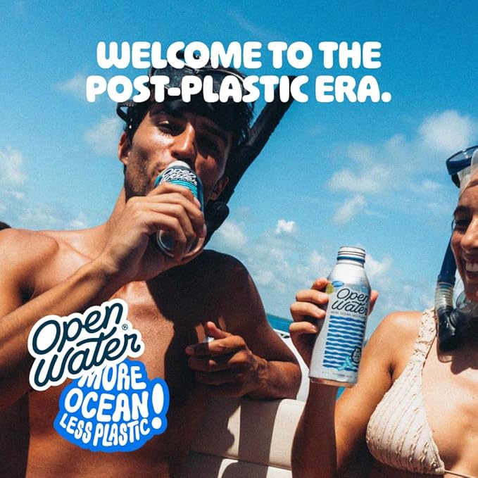 Open Water Sparkling 16oz bottles (2 cases, 24 bottles) - Sustainable Aluminum Bottled Sparkling Water With Electrolytes - 7.0 pH Balanced BPA-Free Ultra-Purified Water