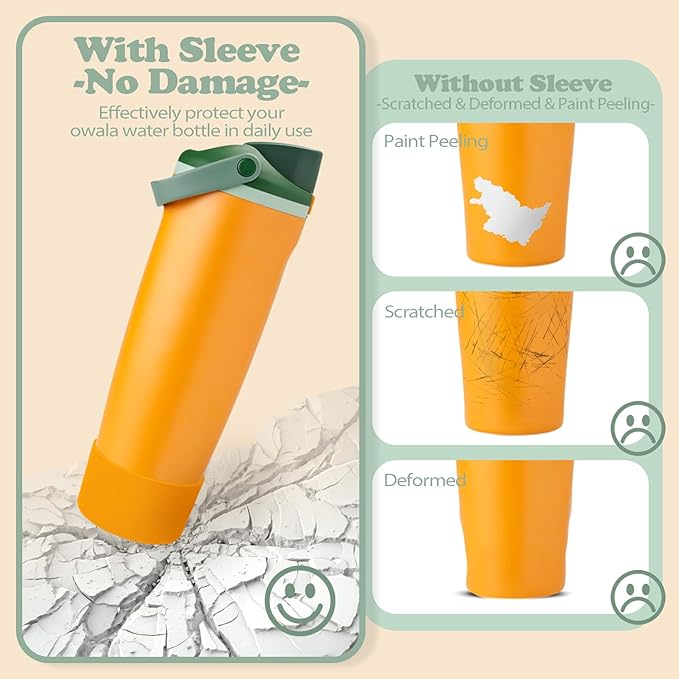 2PCS Silicone Boots for Owala 30oz & 40oz FreeSip Sway Bottles & Tumblers – Non-Slip, Scratch-Resistant, Stability Enhancer for Owala Accessories (Orange Grove)