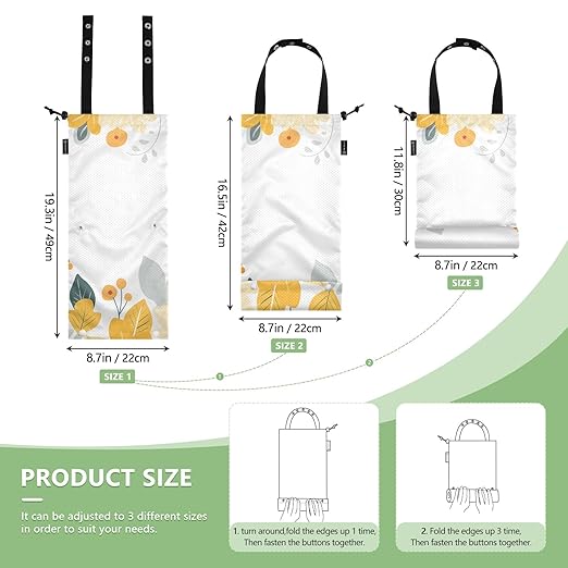 ALAZA Hanging Car Trash Bags Garbage Bag Trash Can for Back Seat Small Yellow Flowers Washable Storage Bag Retractable 2 Pack
