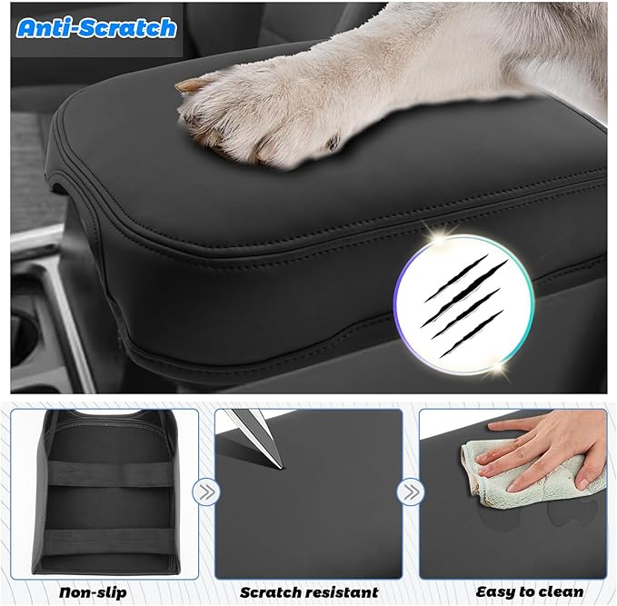 SHAOHAO for 2025 2026 Ford F250 Center Console Cover for 2023 2024 2025 2026 Ford F250 F350 F450 F550 Super Duty Accessories Armrest Cover Soft Pad Middle Console Lid Protector (Only for Bucket Seat)