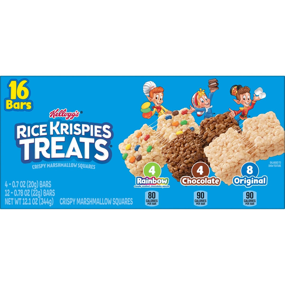 Rice Krispies Treats Crispy Marshmallow Squares, Kids Snacks, Cereal Bars, Variety Pack, 12.1oz Box (16 Bars)