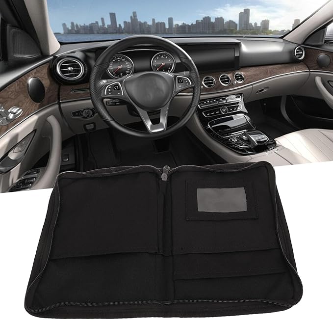 Haofy Car Glove Compartment Organizer with 6 Pockets, Zipped Outer Pocket, Elastic Loop, Inner Pocket, Made of 600D Oxford Cloth, Universal for Car