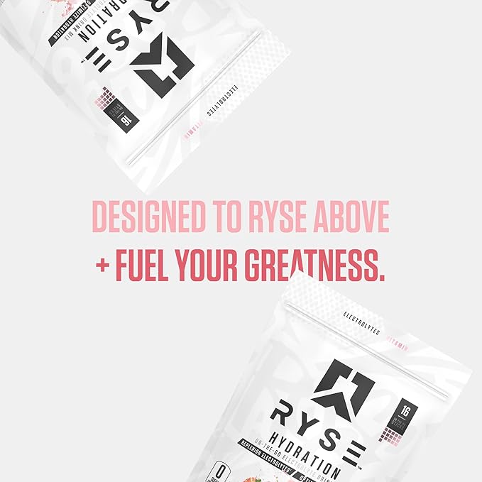RYSE Hydration Electrolyte Powder Drink Mix Packets - Pink Splash - Sugar-Free Full Spectrum Electrolytes with Essential Vitamins, Taurine and Choline for Rehydration - 16 Serving Sticks