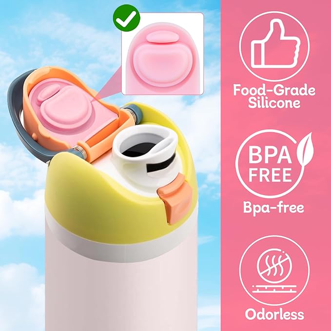 2 Pcs Replacement Rubber Seal Stopper Compatible with Owala FreeSip,Water Bottle Top Gasket Lid for Owala 16/19/24/32/40oz Seal Mouth Cap Silicone Stopper Parts Insert Accessories（White+Pink）