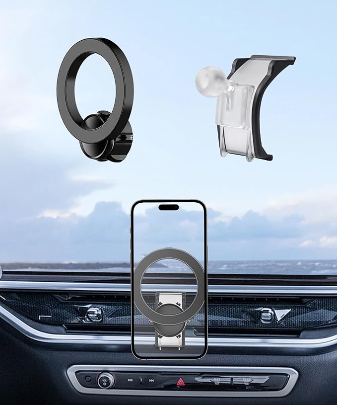 Car Phone Holder for 2025-2026 BMW X3X3M/2024-2025 X5X5M/X6/X6M/2023-2026 X7/X7M Accessories, 360° Rotation Phone Mount Compatible with MagSafe, Cell Phone Holder Does Not Affect Air Vent