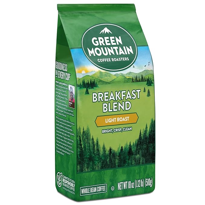 Green Mountain Coffee Roasters Breakfast Blend, Whole Bean Coffee, Bagged 18 oz