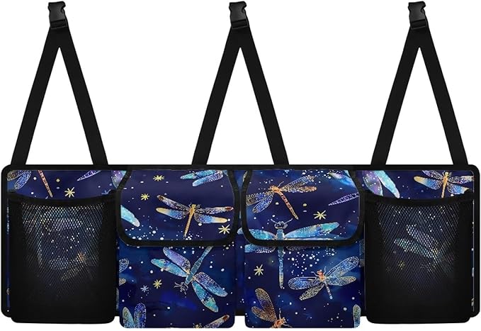 Dragonfly Car Trunk Organizer and Storage, Backseat Hanging Organizer for SUV, Truck, Waterproof Cargo Storage Bag with 4 Pockets, Car Interior Accessories for Men Women