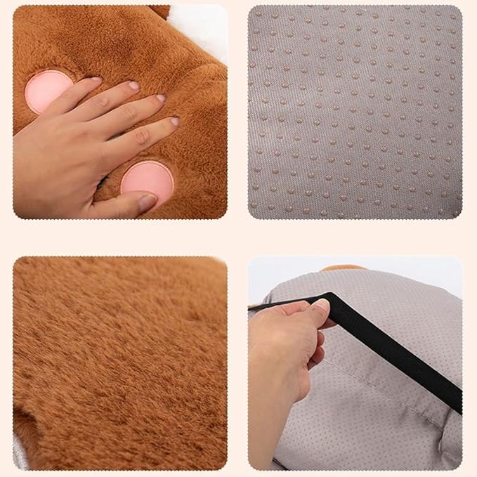Cute Car Seat Cushion, Cartoon Plush Car Pillow for Driving Seat, Lumbar Support Pillow for Car with Anti-Slip Design, All-Season Car Headrest and Back Pillow for Cars, Chair, Wheelchair (Pig)
