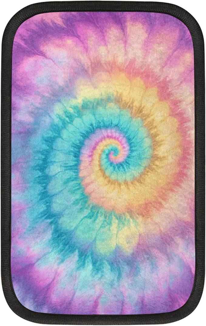 Pink Purple Tie Dye Center Console Cover Pad Car Spiral Blue Orange Armrest Box Mat Truck Comfort Memory Foam Arm Rest Cushion Car Accessories Universal Fit 13x8 Inch