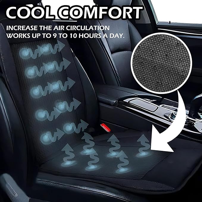 ZONETECH Cooling Car Seat Cover, Black Automotive Adjustable Temperature Comfortable Cooling Car Seat Cover (2 Pack)