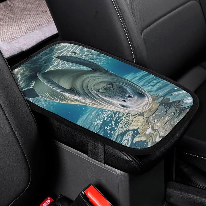 Ocean Animal Manatee Car Center Console Cover Universal Waterproof Cars Armrest Cover Center Console Cushion Cars Armrest Cushion Middle Console Cover Protector Pad for SUV Truck Vehicle