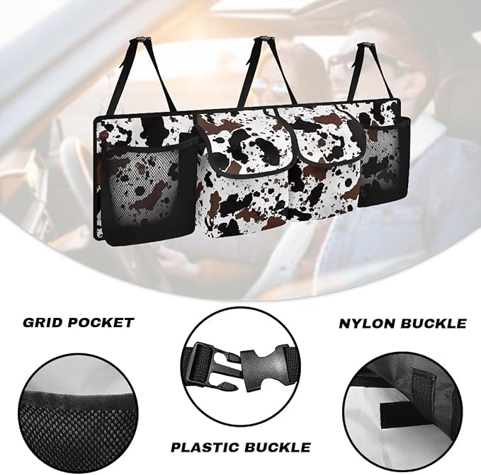 Cow Car Organizer, Trunk Organizer for SUV, Car Trunk Organizer and Storage, Car Interior Accessories Backseat Hanging Organizer,Waterproof Storage Bag