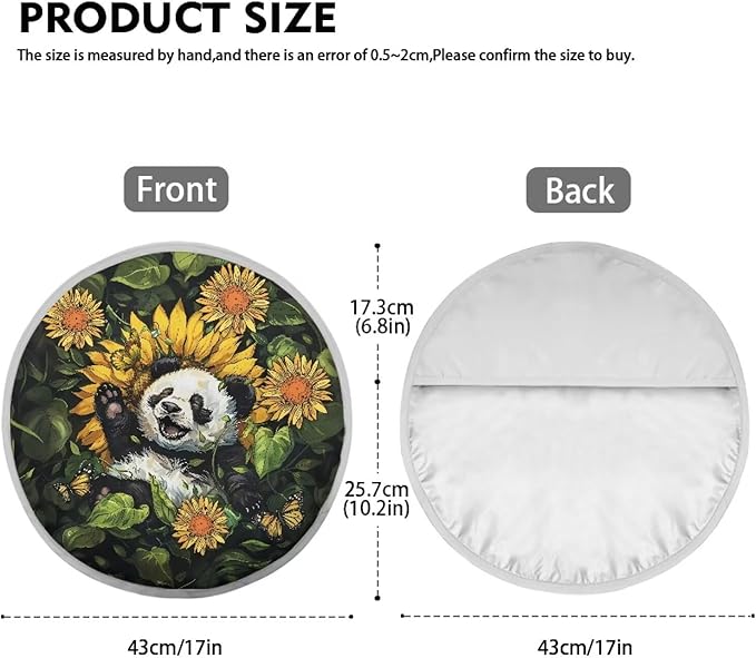 Retro Panda Sunflower Leaf Pattern Steering Wheel Sunshade Cover for SUV Truck Van Car Steering Wheel Sunblock Cover Car Steering Wheel Cover Car Interior Accessories