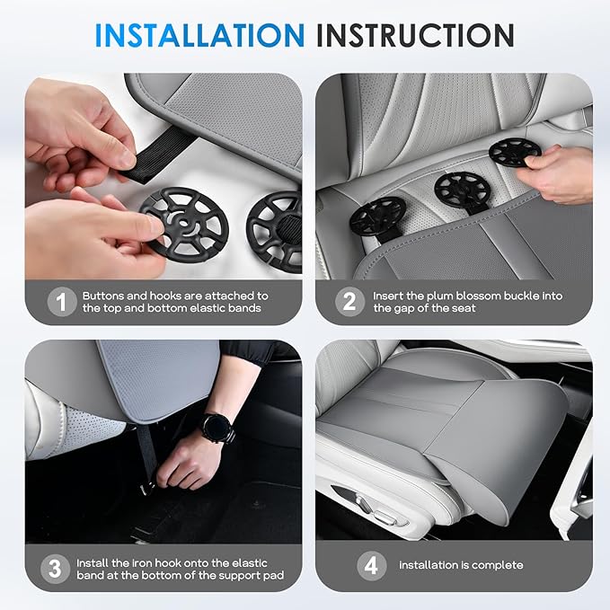 FLORICH Car Seat Extender Leg Support Cushion for Driver Seats Office Chair, Leather Memory Foam Widened seat Cushion for Long Drivers Universal Car Seat Cushion Legs Rest Pads-Grey