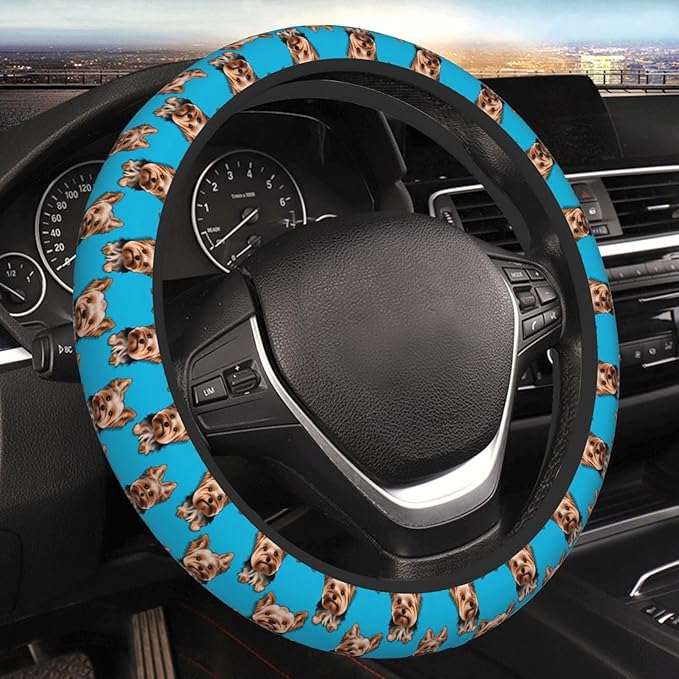 Dogs ATR Pattern Car Steering Wheel Cover, 15 Inch Steering Wheel Cover Stylish Decor for Most Cars