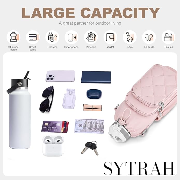 Water Bottle Bag Crossbody，Insulated Water Bottle Purse Crossbody Water Bottle Holder with Strap 40 oz