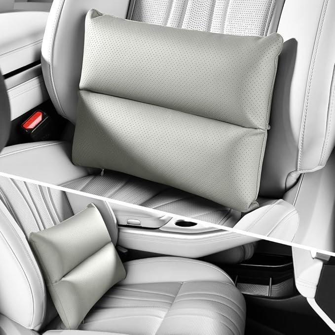 Car Lumbar Support Reversible Design Fixes Waist Gap Improves Driving Comfort Double-Sided Perforated enhances air Circulation Durable maintains Shape Long Lasting use 1P(Grey)