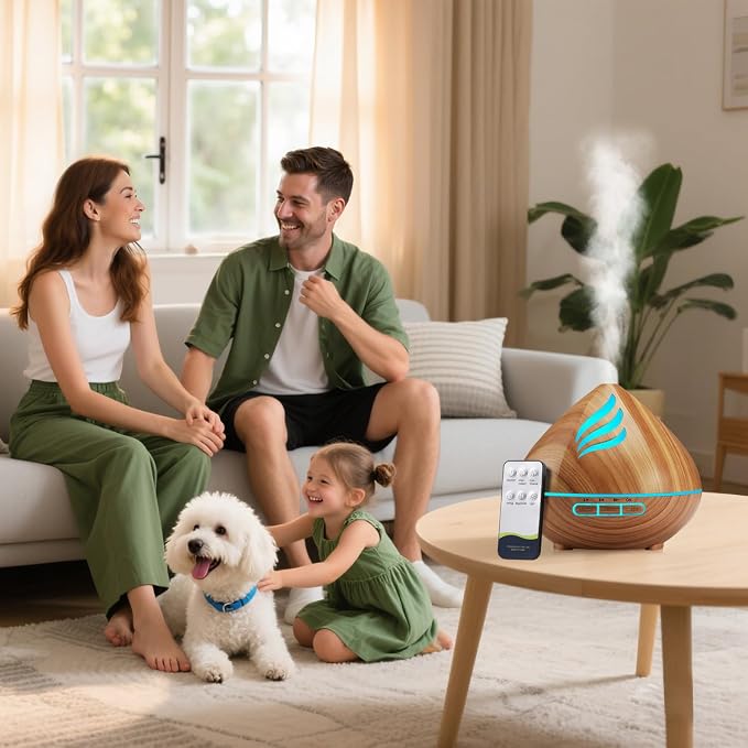 Essential Oil Scent Diffuser: 500ML Aroma Diffuser for Home Bedroom - 14 Colors LED, Remote Control, Ultra-Quiet Cool Mist Scent Diffuser with Timer for Family