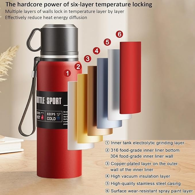 Double wall vacuum Leakproof stainless steel wide mouth insulated water bottle;tea tumbler with tea strainer infuser basket,cup and lid; travel coffee thermoses hot drinks;portable cold thermal flask