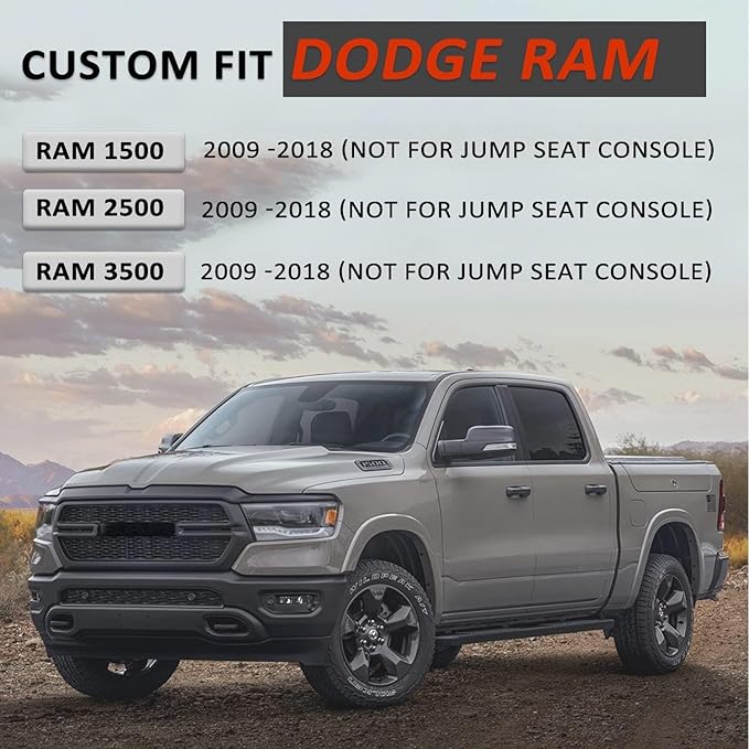 GIANT PANDA Center Console Cover Armrest Cover Cushion Fits Dodge RAM 1500 2500 3500 2009 2010 2011 2012 2013 2014 2015 2016 2017 2018, Scratch Resistant and Waterproof, Grey