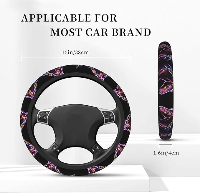 Neoprene Steering Wheel Cover Cool Horse Car Steering Wheel Cover Universal Fit for Most Cars