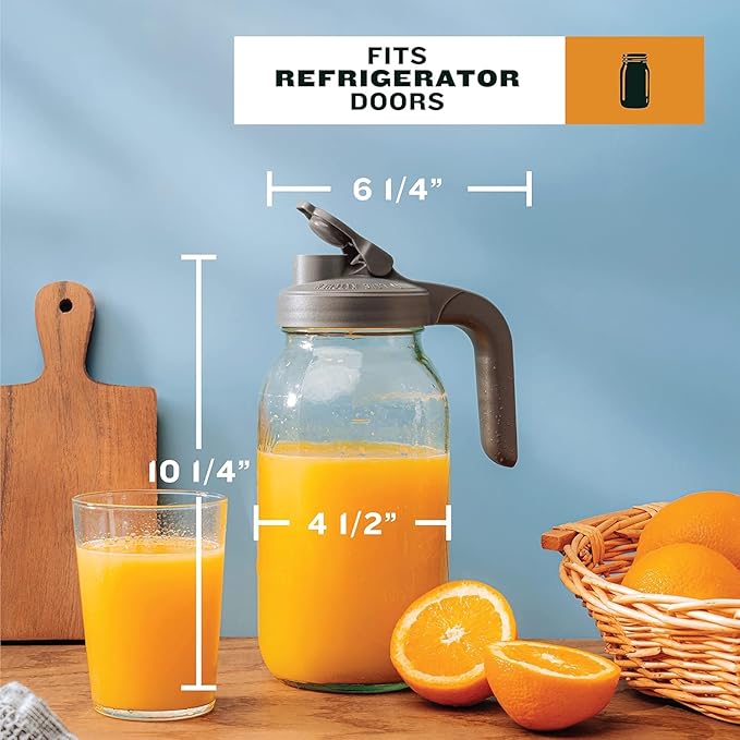 County Line Kitchen Glass Mason Jar Pitcher with Lid - Wide Mouth, 2 Quart (64 oz) - Heavy Duty, Leak Proof - Sun & Iced Tea Pitcher, Cold Brew Coffee, Breast Milk Storage, Water - Lavender