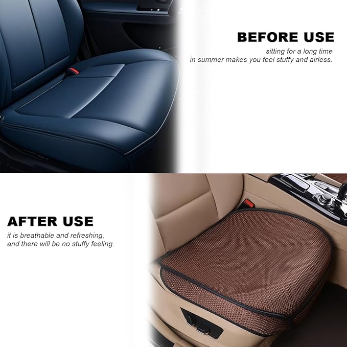 Car Front Seat Bottom Cover, Breathable Anti Slip Auto Frontseat Cushion Mat with Storage Pocket, Comfortable Vehicle Interior Chair Protection Pad, Universal for SUV Sedan Truck(Coffee)