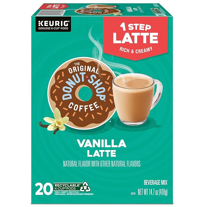 The Original Donut Shop Vanilla Latte,-Serve Keurig K-Cup Pods,Flavored Coffee,20 Count (Pack of 2)