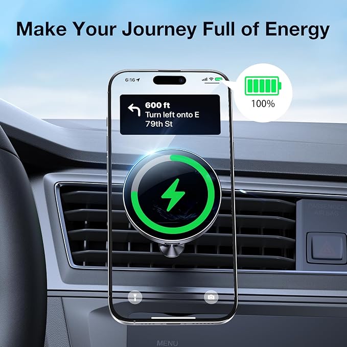 Coolpow for Magsafe Wireless Car Charger Magnetic Wireless Charging Phone Holder with 1”(25mm)Ball Mount【Super Magnet】1 inch Ball Mount for MagSafe Charger Compatible with RAM Mounts Double Socket Arm