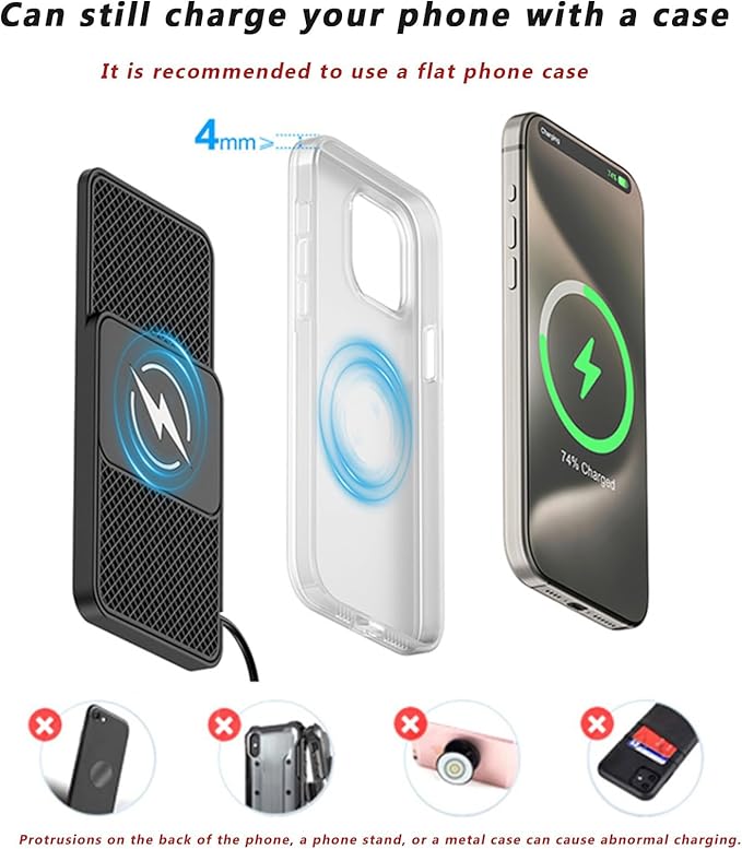Wireless Car Charging Pad for Chevrolet Corvette C6 C7 C8, Non-Slip Dashboard Phone Charger Mat, Type C/USB 20W Fast Car Charging Pad, Car Interior Accessory, B 30cm Cable USB Plug