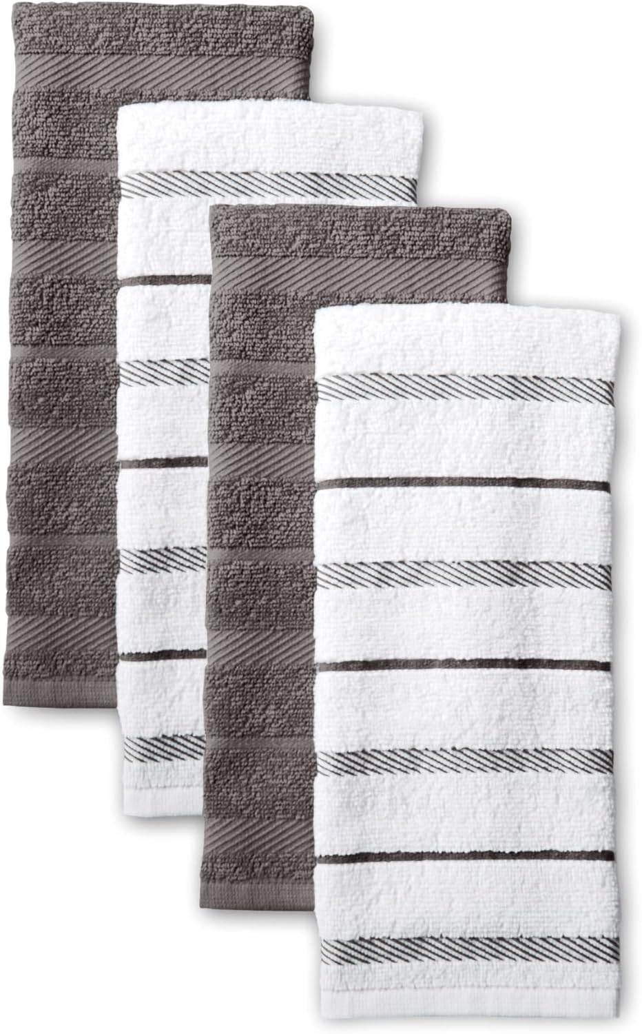 KitchenAid Albany Kitchen Towel 4-Pack Set, Milkshake Tan/White, 16"x26"