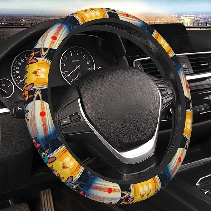 Pit-Bull Print Neoprene Steering Wheel Covers Women Men Car Accessories, Universal 15 Inch Fit Auto, Suvs, Truck
