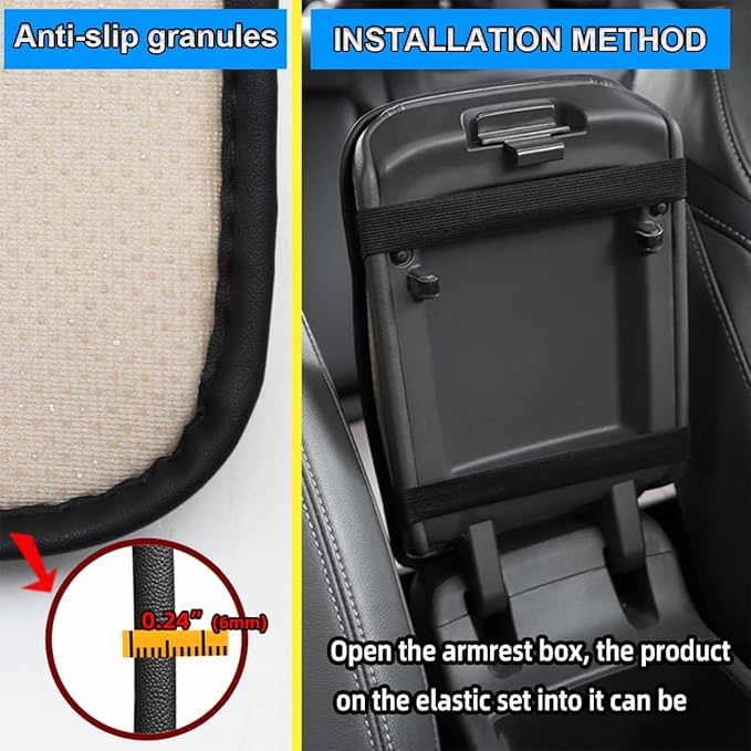 Bling Leather Car Center Console Cover, Car Center Console Protector With Glossy Crystal Rhinestone, Universal Waterproof Car Armrest Seat Box Cover For Most Car, Vehicles, SUVs, Trucks (Brown)